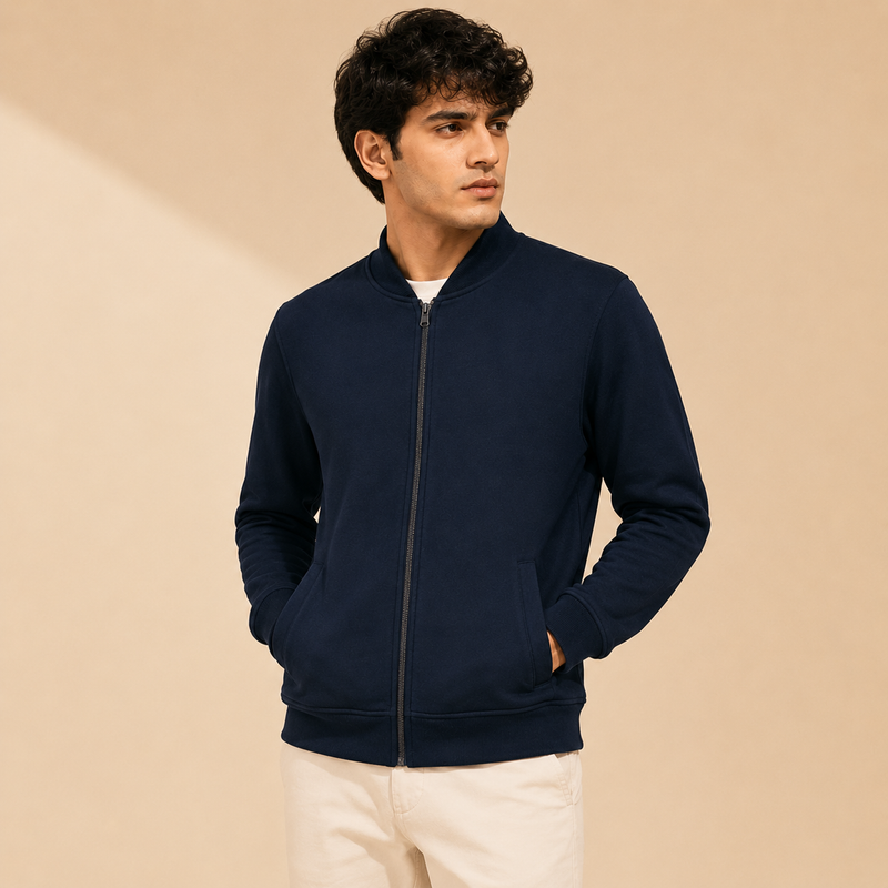 Zelvee Essential Navy Fleece Zipper jacket