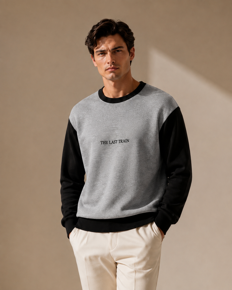 The Last Train Fleece Sweatshirt – Grey & Black