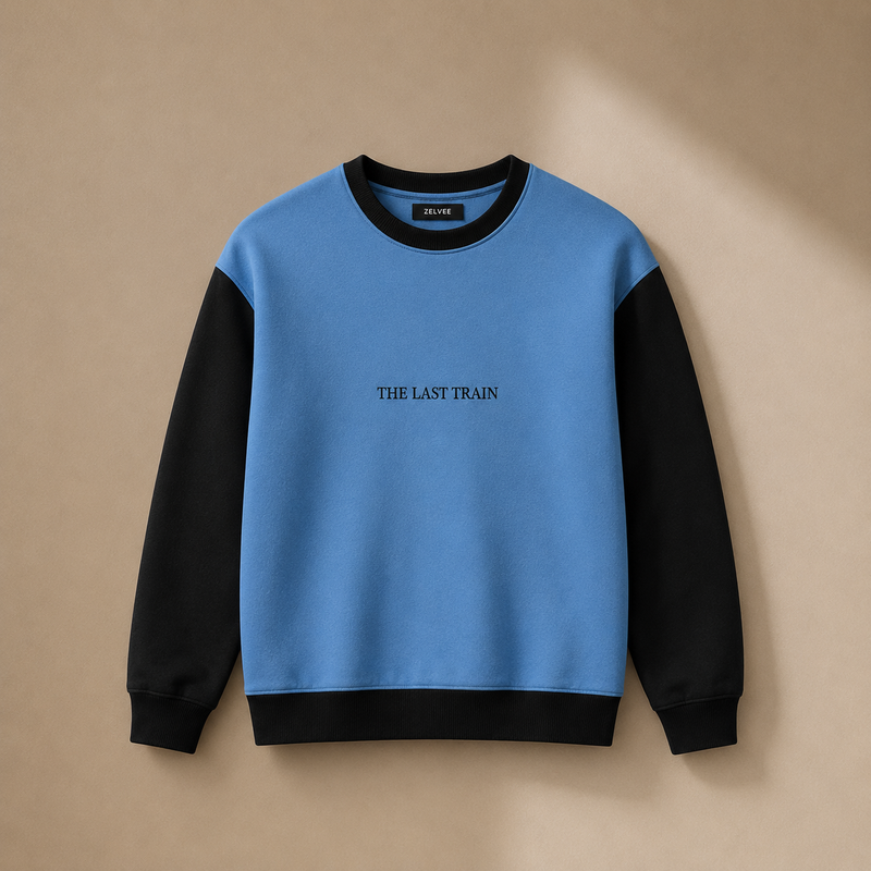 The Last Train Fleece Sweatshirt – Sky Blue & Black