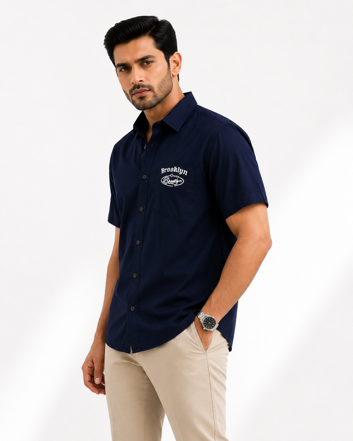 Brooklyn Relaxed Fit Shirt - Navy | ZELVEE