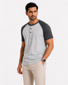 Raglan Henley T-Shirt – Heather Grey / Dark Charcoal