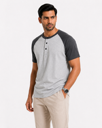 Raglan Henley T-Shirt – Heather Grey / Dark Charcoal