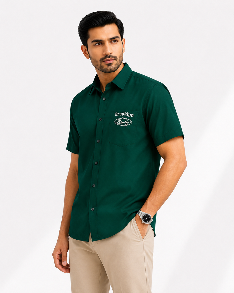 Brooklyn Relaxed Fit Shirt - Bottle Green | ZELVEE