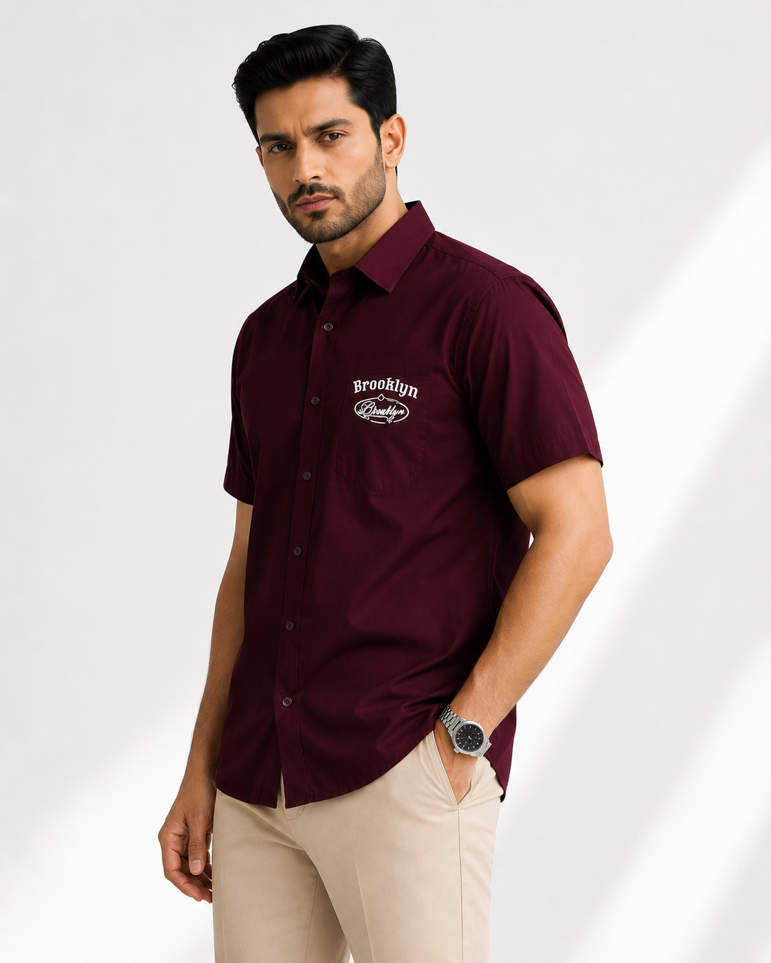 Brooklyn Relaxed Fit Shirt - Burgundy | ZELVEE