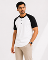 Raglan Henley T-Shirt – White / Black