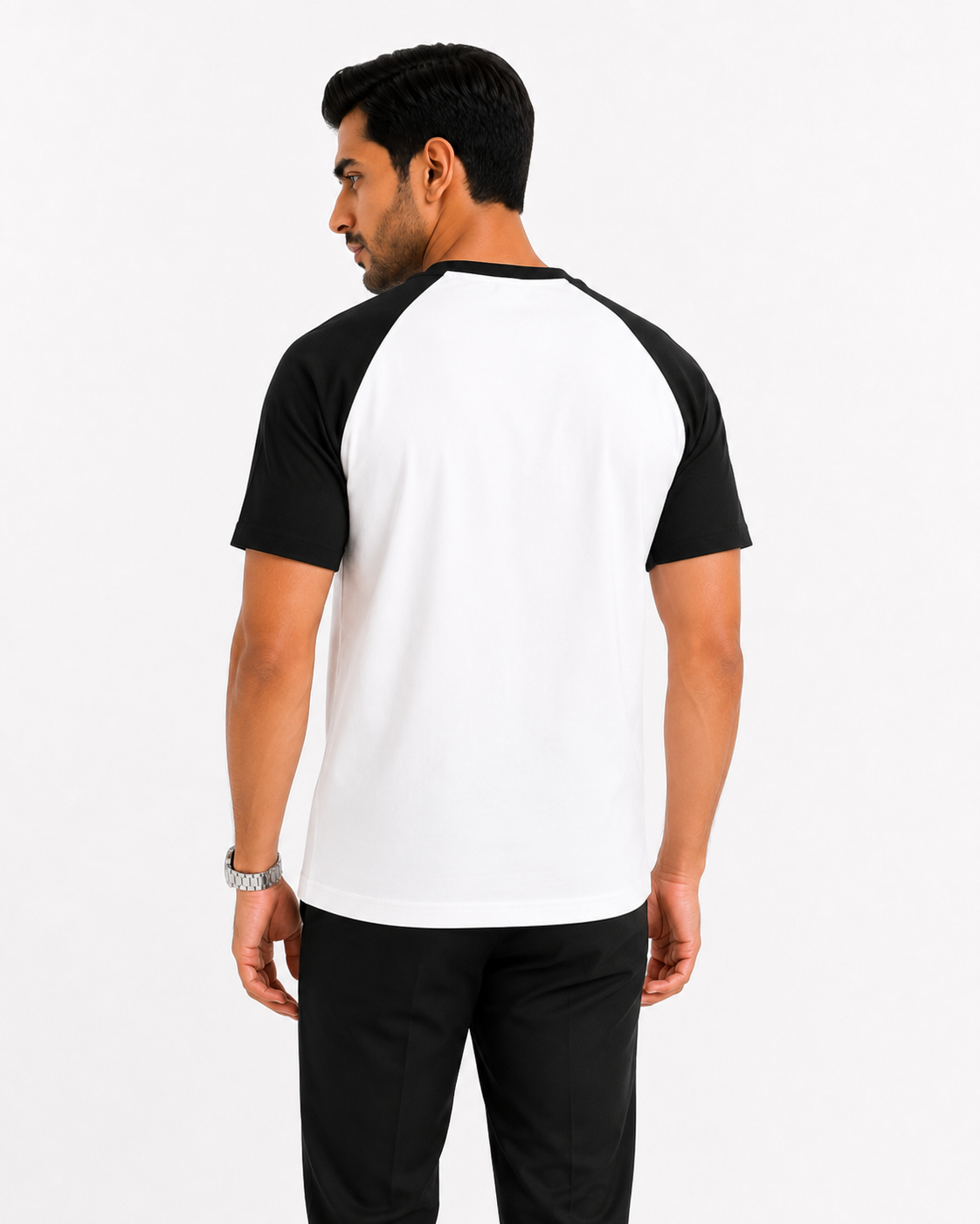 Raglan Henley T-Shirt – White / Black