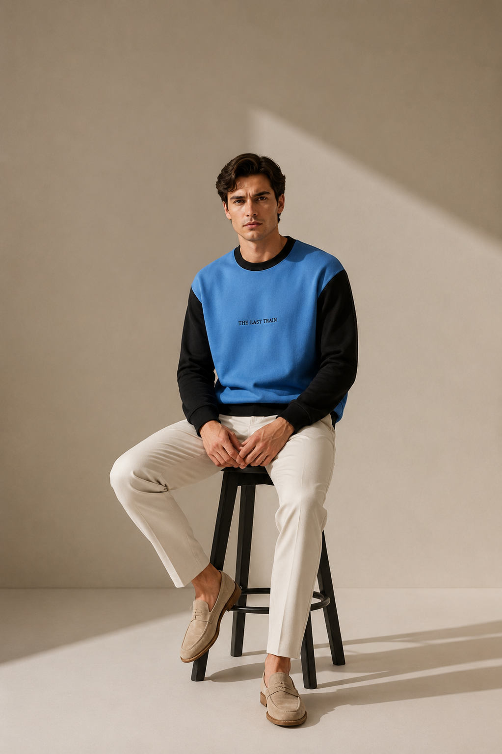 The Last Train Fleece Sweatshirt – Sky Blue & Black
