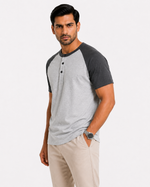 Raglan Henley T-Shirt – Heather Grey / Dark Charcoal