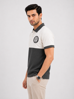 ZELVEE Men's Color Block Polo Shirt – White & Charcoal