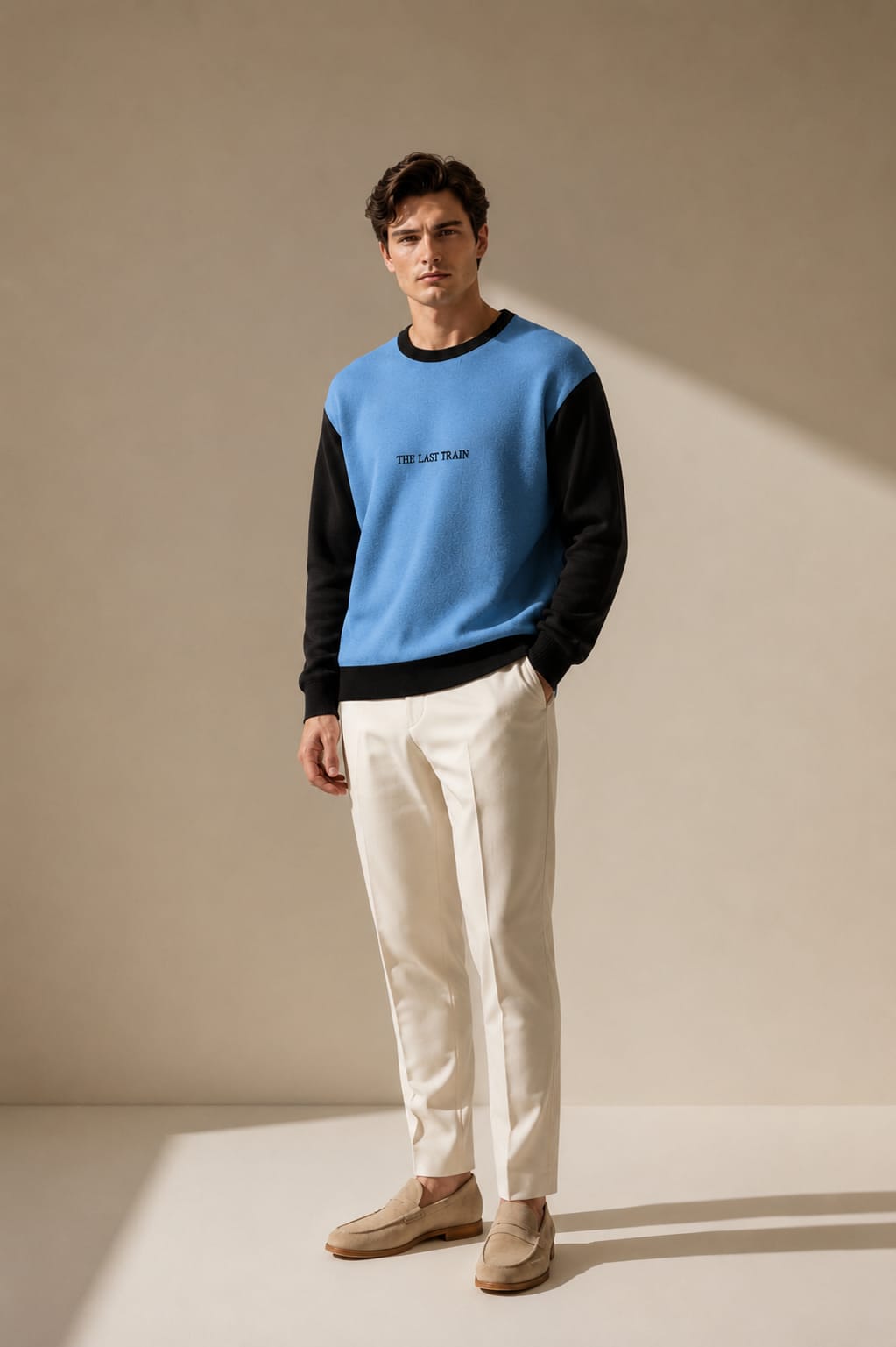 The Last Train Fleece Sweatshirt – Sky Blue & Black