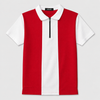 ZELVEE Men's Thermal Knit Zip Polo Shirt – Red & White