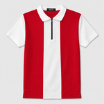 ZELVEE Men's Thermal Knit Zip Polo Shirt – Red & White
