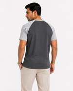 Raglan Henley T-Shirt – Dark Charcoal / Heather Grey