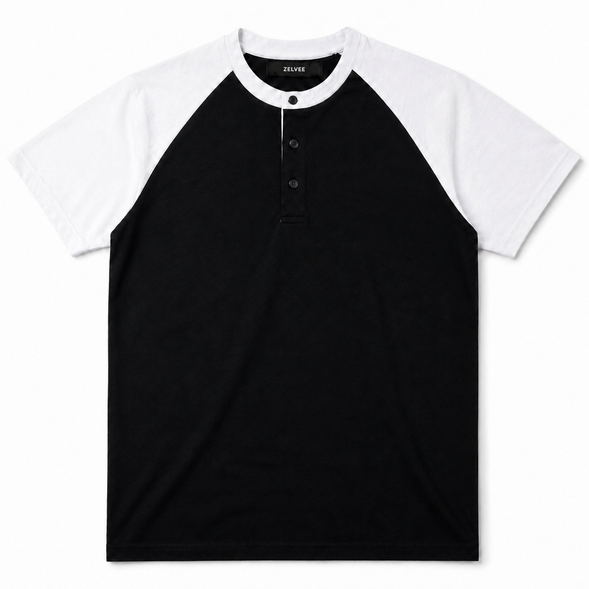 Raglan Henley T-Shirt – Black / White