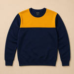 Men’s Mustard & Navy Color Block Fleece Sweatshirt