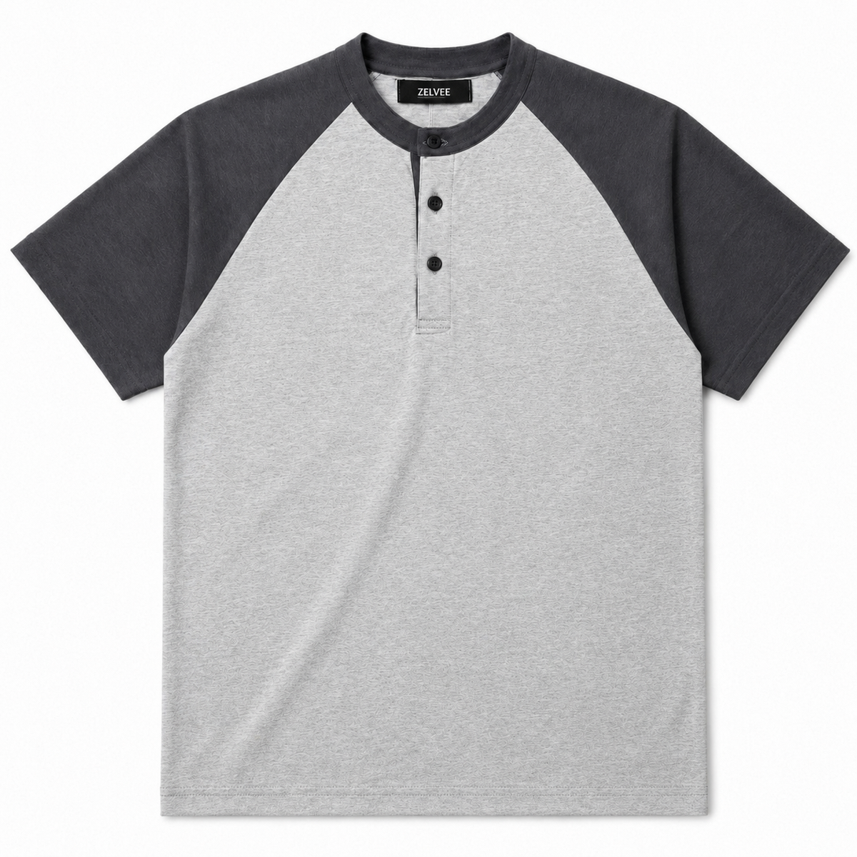 Raglan Henley T-Shirt – Heather Grey / Dark Charcoal