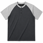 Raglan Henley T-Shirt – Dark Charcoal / Heather Grey