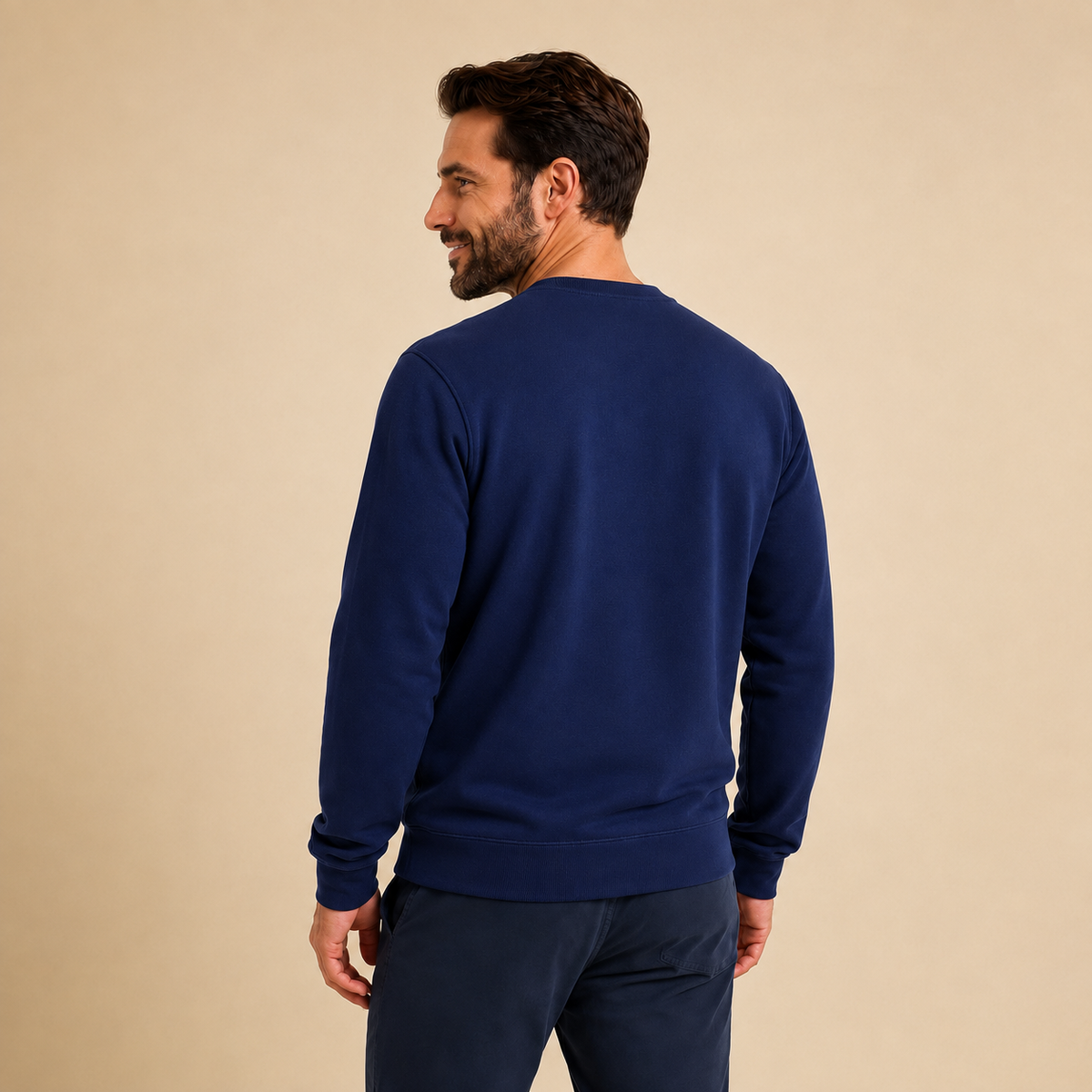 Men’s Mustard & Navy Color Block Fleece Sweatshirt