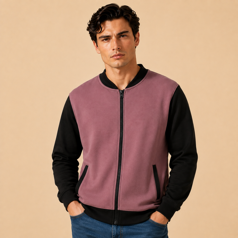 Men's Dusty Rose Fleece Zipper Jacket | Zelvee