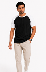 Raglan Henley T-Shirt – Black / White