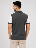 ZELVEE Men's Color Block Polo Shirt – White & Charcoal