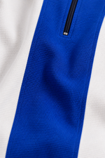 ZELVEE Men's Thermal Knit Zip Polo Shirt – Blue & White