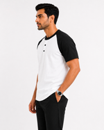 Raglan Henley T-Shirt – White / Black