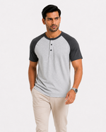 Raglan Henley T-Shirt – Heather Grey / Dark Charcoal