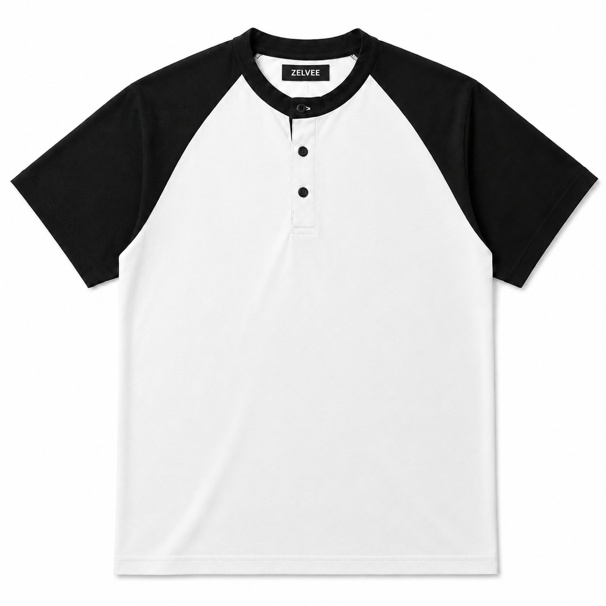 Raglan Henley T-Shirt – White / Black
