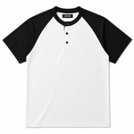 Raglan Henley T-Shirt – White / Black