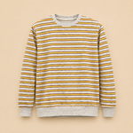Men’s Striped Fleece Crewneck Sweatshirt – Mustard & Brown