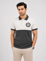 ZELVEE Men's Color Block Polo Shirt – White & Charcoal